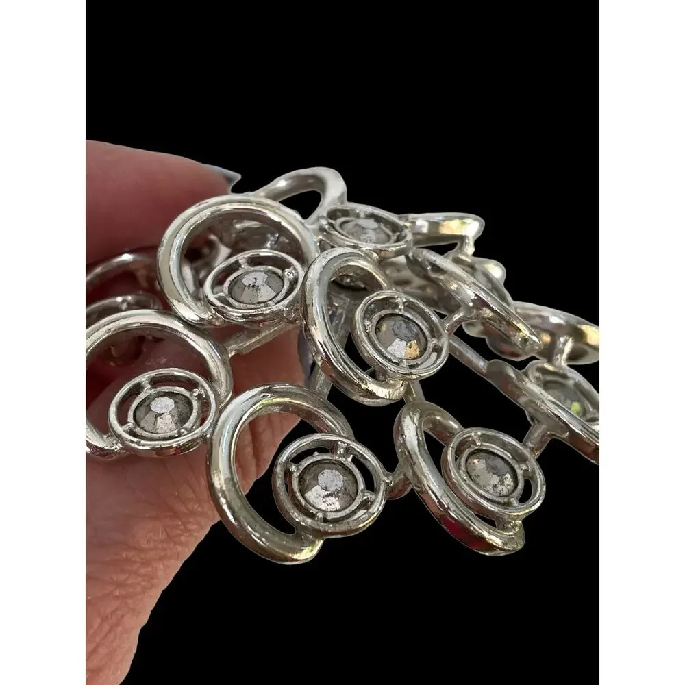 Sarah Coventry Brooch Pin Silver Tone Rhinestone Craft Pendant Missing Pin READ